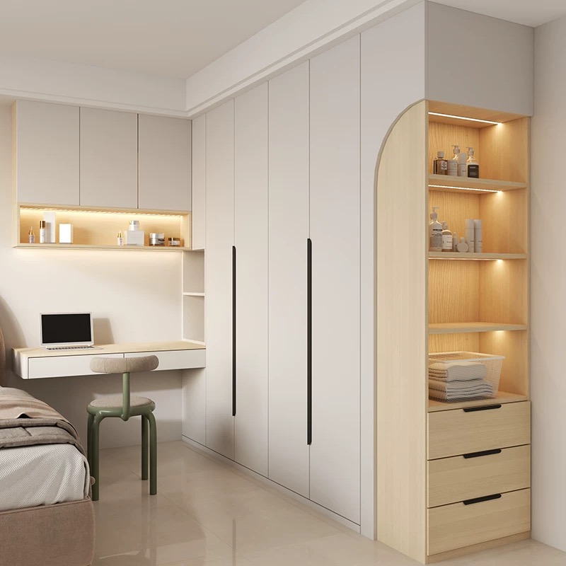 Tủ quần áo đa năng kết hợp bàn làm việc hoặc bàn trang điểm phong cách hiện đại đơn giản