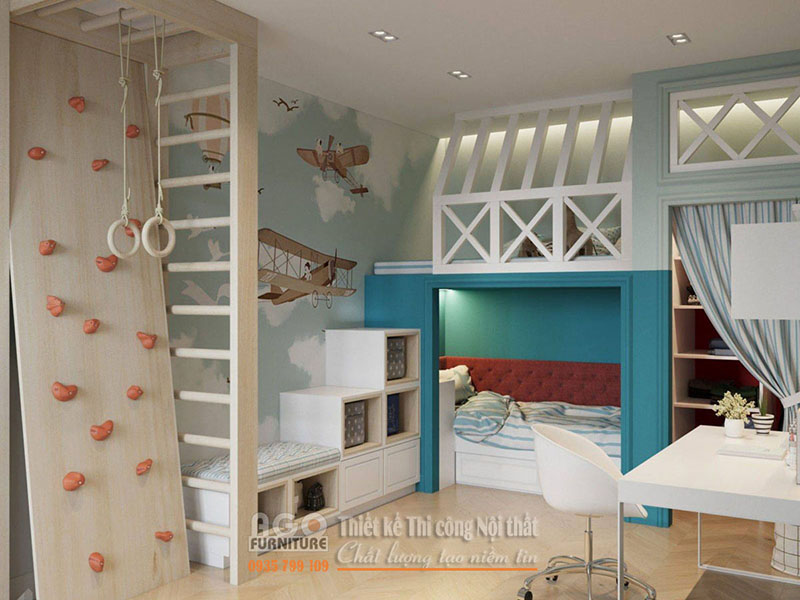 Mẫu thiết kế nội thất phòng ngủ cho bé trai góc (5)