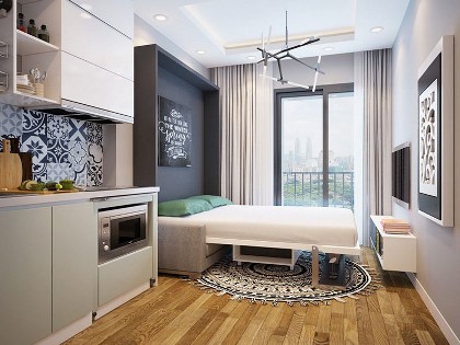 Mẫu thiết kế nội thất căn hộ chung cư 1 phòng ngủ | AGO-CC-06