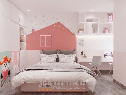 Mẫu thiết kế nội thất phòng ngủ bé gái | Ms AKID-01