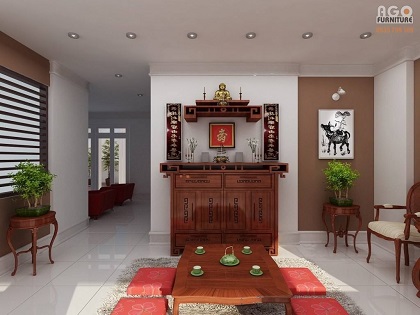 Thiết kế không gian thờ tại phòng khách đẹp nhất