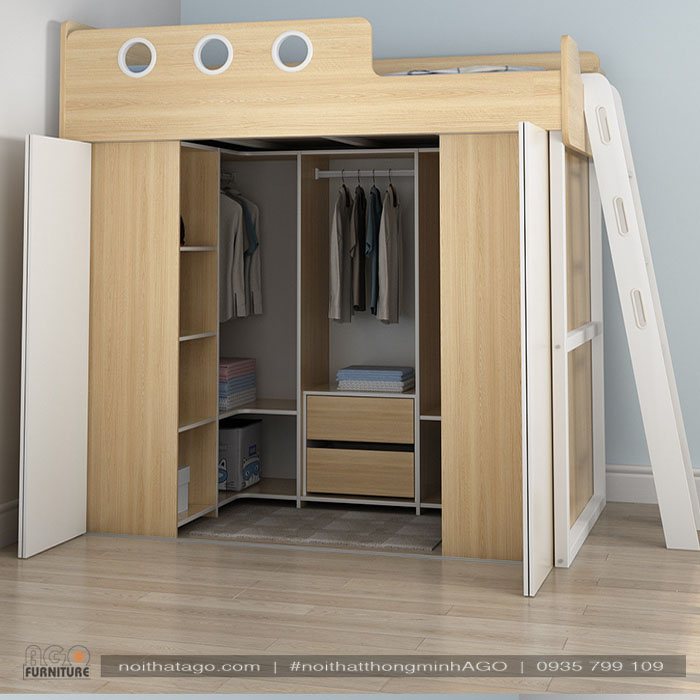 Giường tầng kết hợp tủ đồ thời trang | KID-GT-52