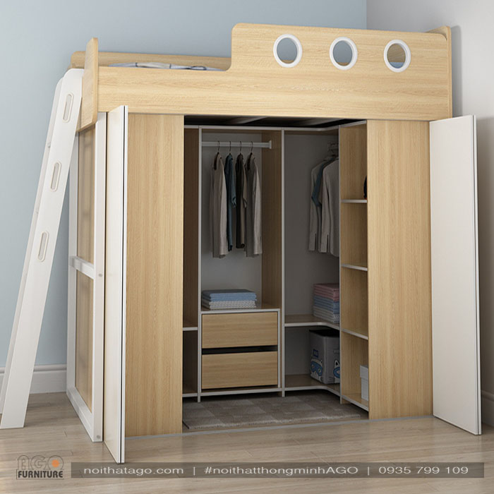 Giường tầng kết hợp tủ đồ thời trang | KID-GT-52