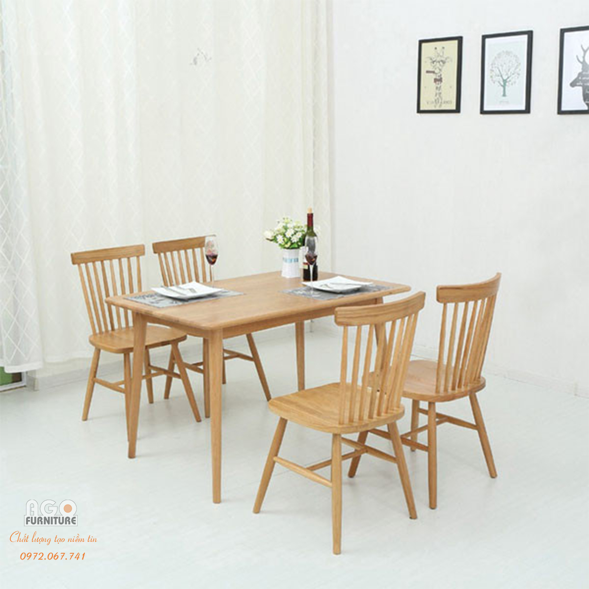 Bàn ăn 4 ghế gỗ tự nhiên | GTC01