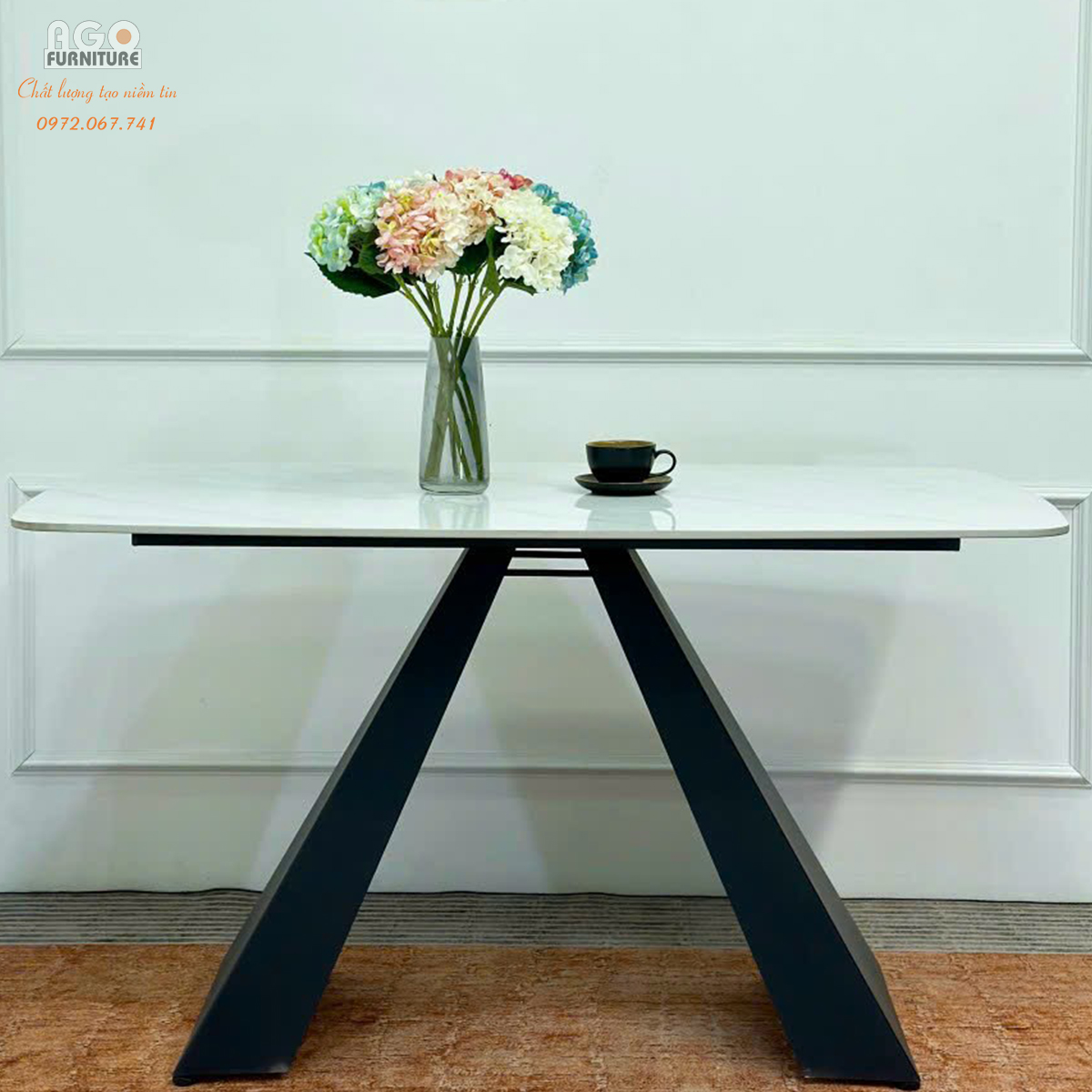 Bàn Ăn Mặt Đá Chân Sắt | TA07