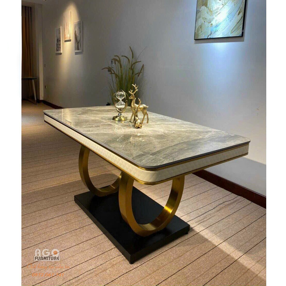 Bàn ăn tân cổ điển mặt đá cao cấp | BTA-1139.6