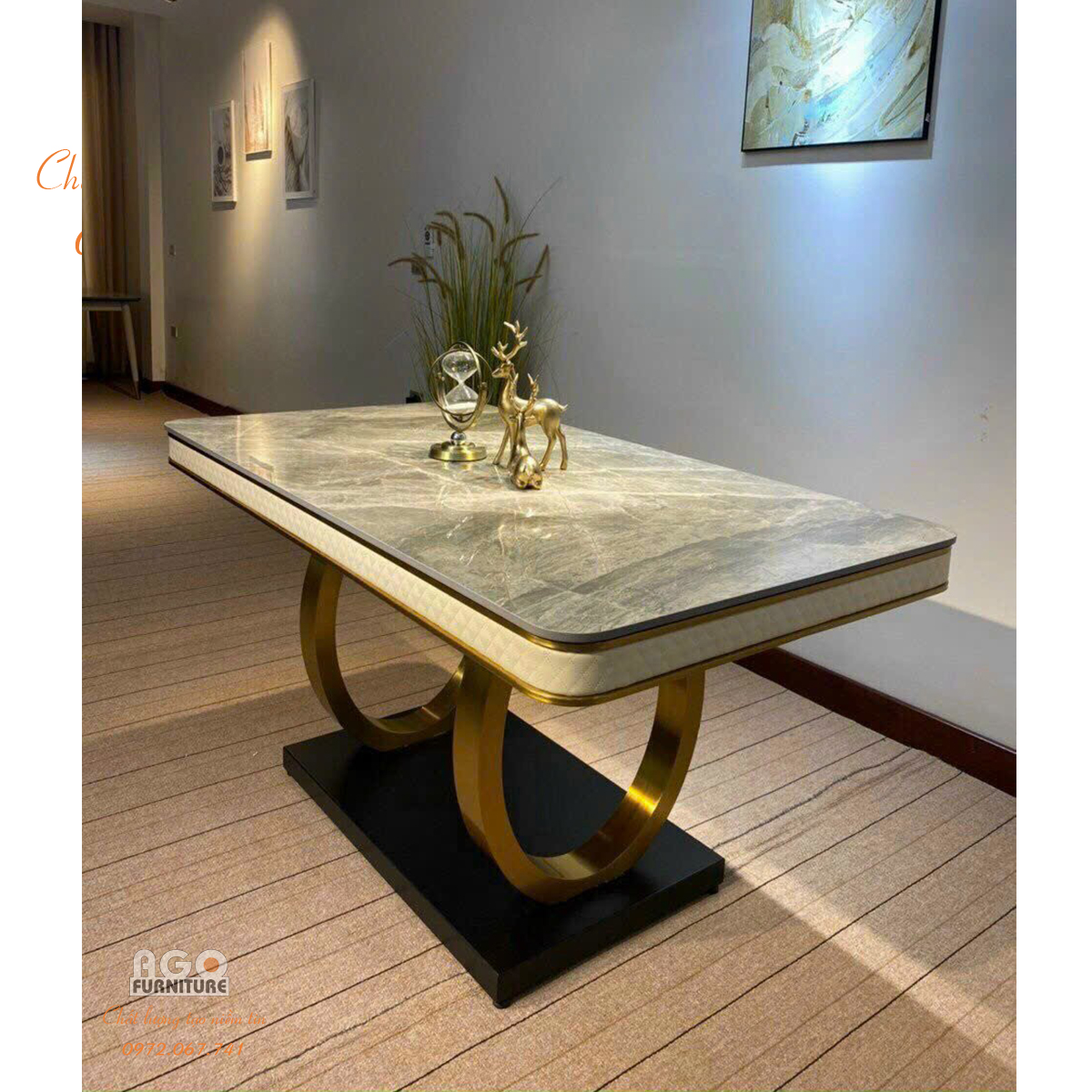 Bàn ăn tân cổ điển mặt đá cao cấp | BTA-1139.8