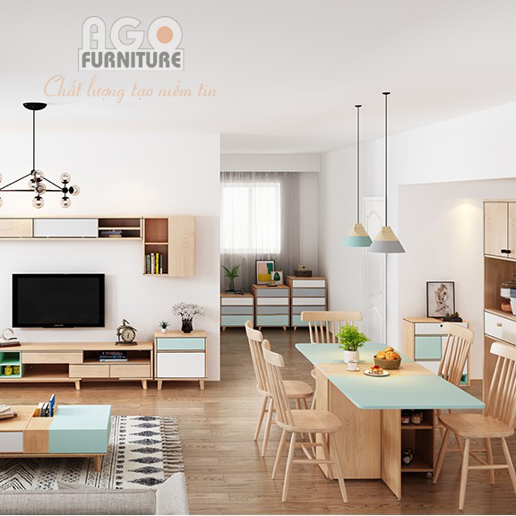 Bàn ăn thông minh gấp gọn kết hợp tủ đựng đồ nhà bếp | BA-03-TM