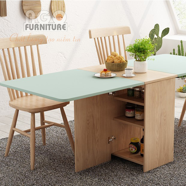 Bàn ăn thông minh gấp gọn kết hợp tủ đựng đồ nhà bếp | BA-03-TM