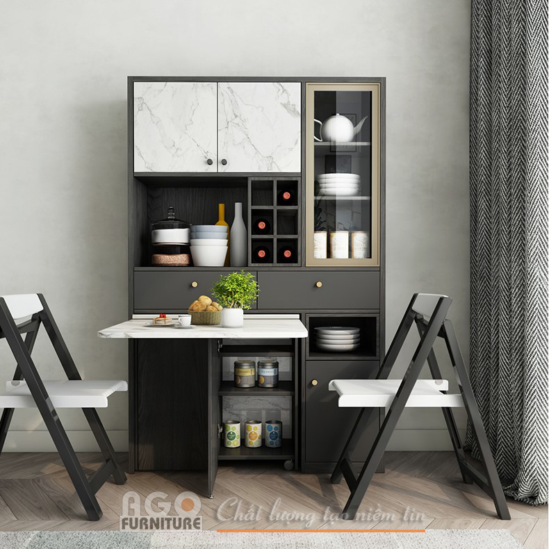 Bàn ăn thông minh gấp gọn kết hợp tủ đựng đồ nhà bếp | BATM-08