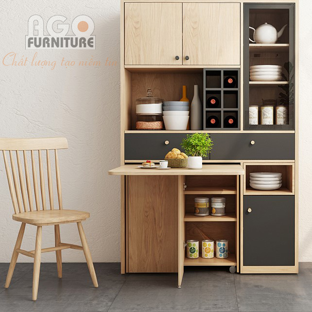 Bàn ăn thông minh gấp gọn kết hợp tủ đựng đồ nhà bếp | BATM-08