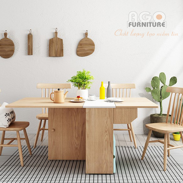 Bàn ăn thông minh gấp gọn kết hợp tủ đựng đồ nhà bếp | BA-TM-05