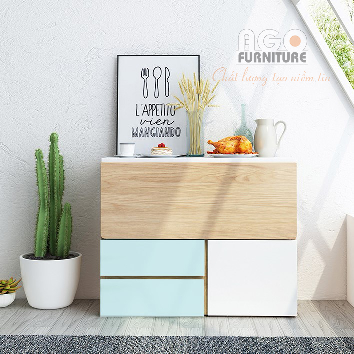 Bàn ăn thông minh gấp gọn kết hợp tủ đựng đồ nhà bếp | BA-TM-05