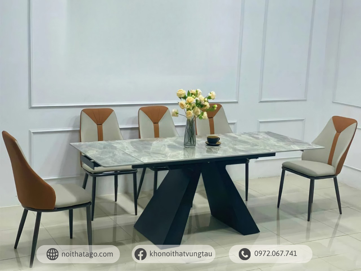 Bàn Ăn Thông Minh Mặt Đá Chân A & Ghế Spot