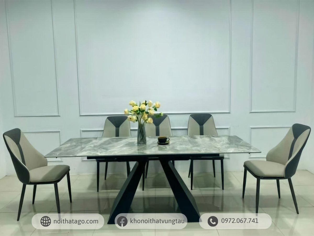 Bàn Ăn Thông Minh Mặt Đá Chân A & Ghế Spot
