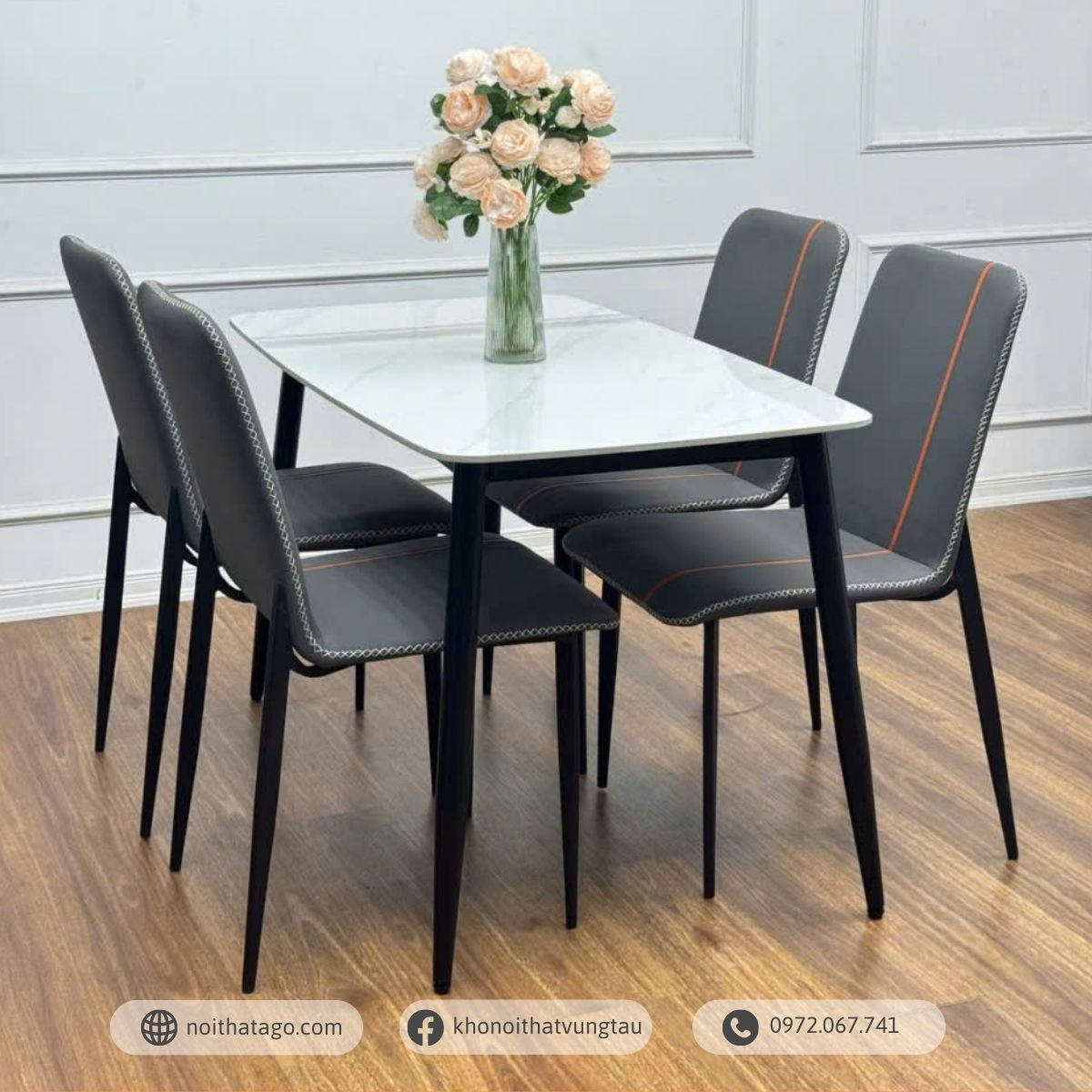 Bàn Đá Ceramic 4 Ghế Nhập Khẩu | CKA-432