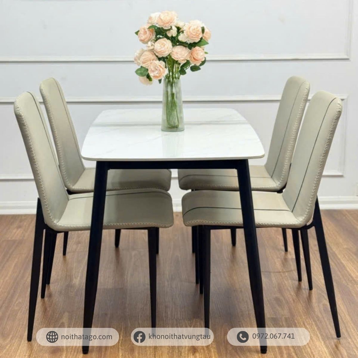 Bàn Đá Ceramic 4 Ghế Nhập Khẩu | CKA-432