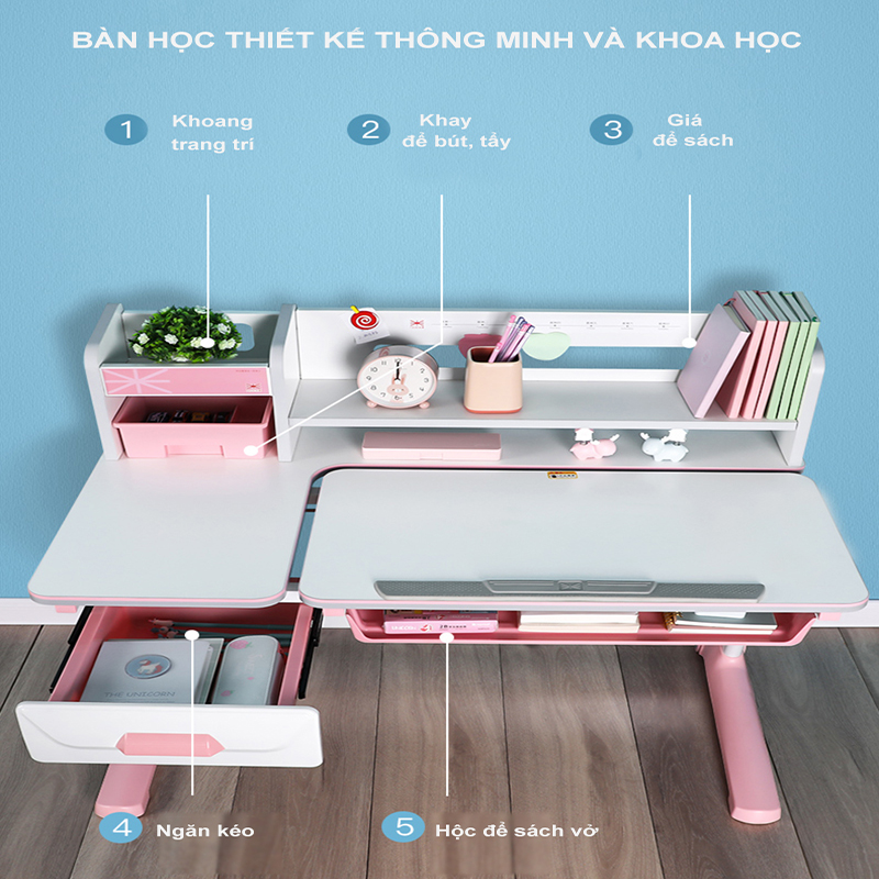 Bàn học chống gù JD-5100 dài 100cm dành cho bé
