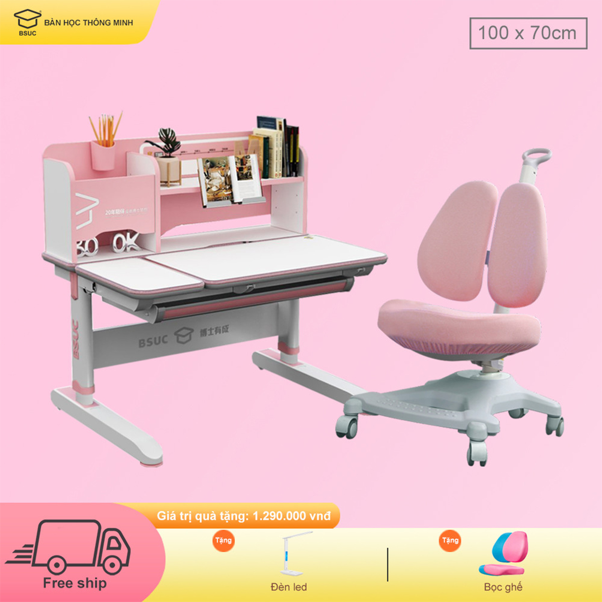 Bàn học chống gù lưng trẻ em DRZ-10008 và ghế DRY-816
