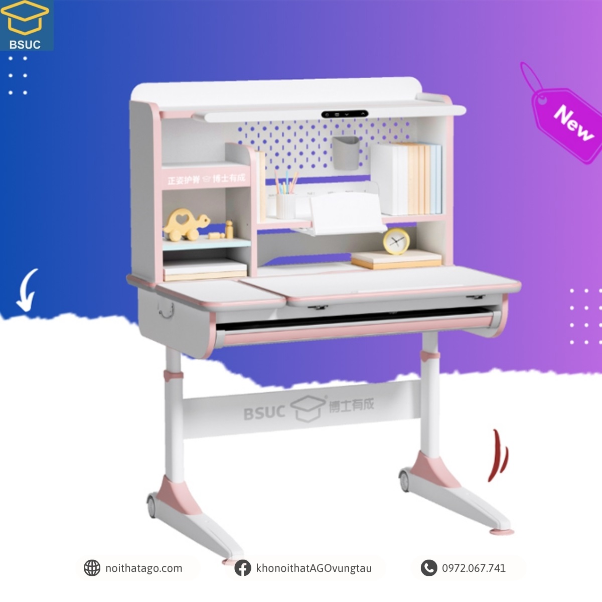 Bàn học thông minh 1m DA-10009V1 tặng đèn phổ quang
