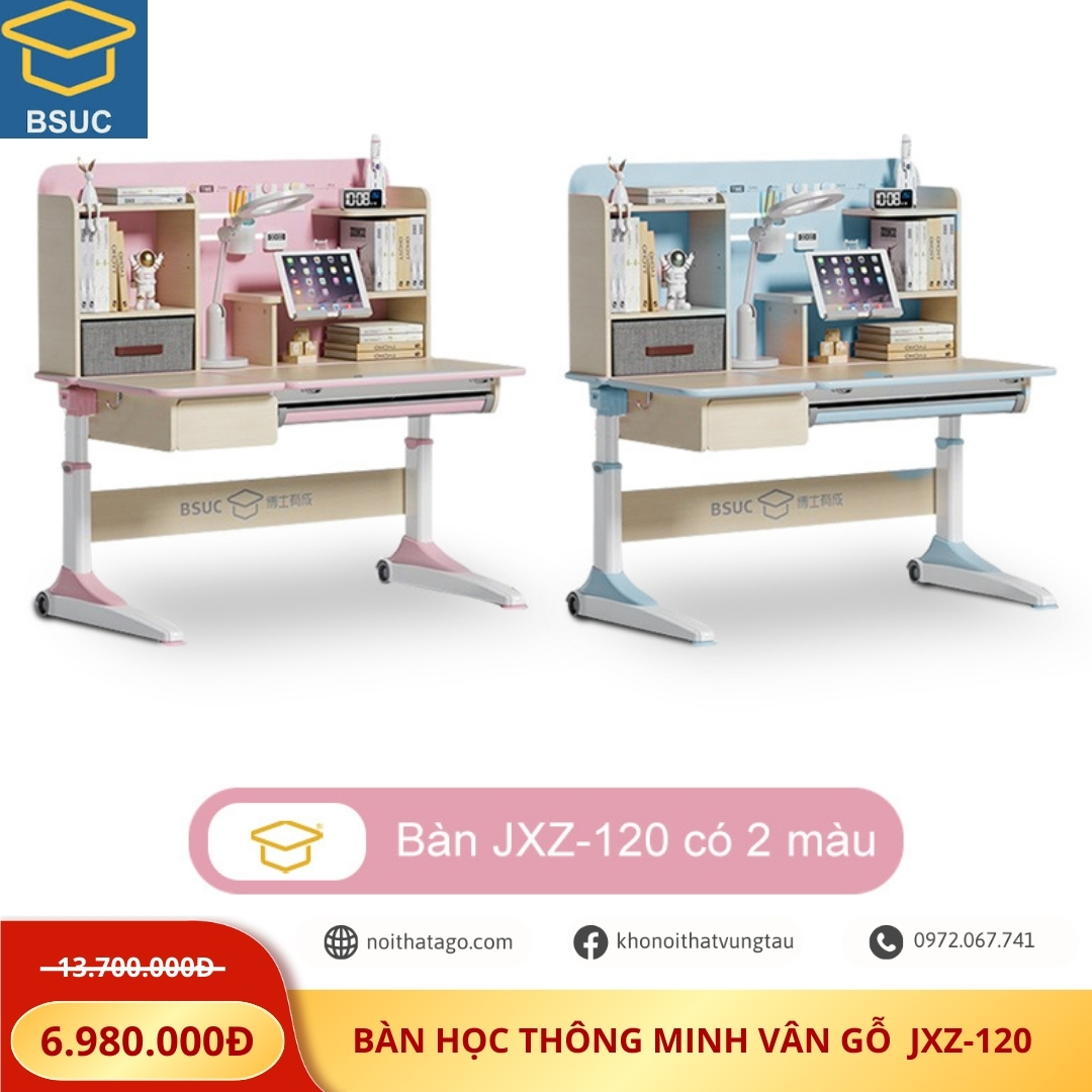 Bàn học thông minh BSUC vân gỗ dành cho bé mã JXZ-120