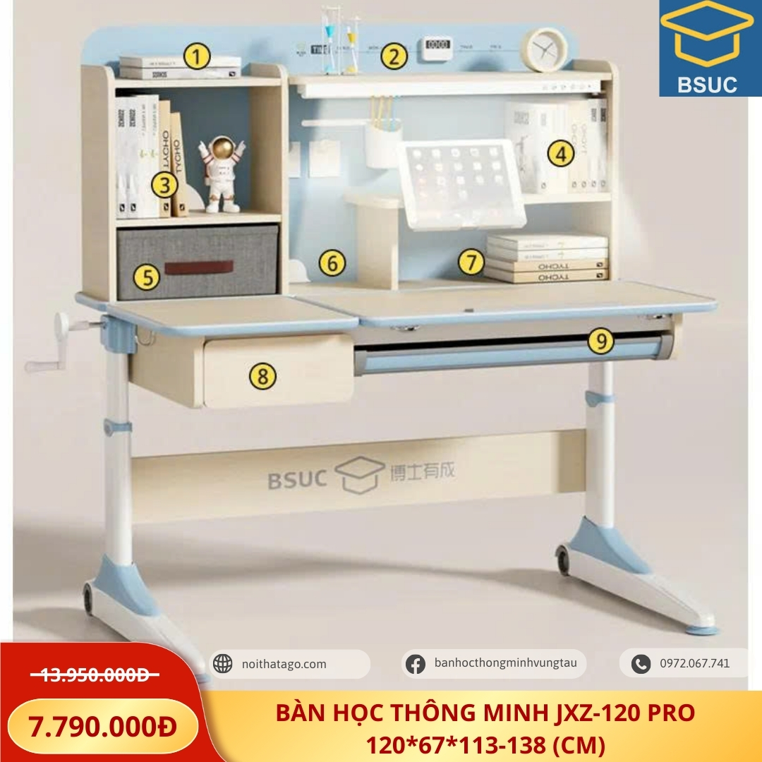 Bàn học thông minh trẻ em JXZ120-Pro tích hợp đèn