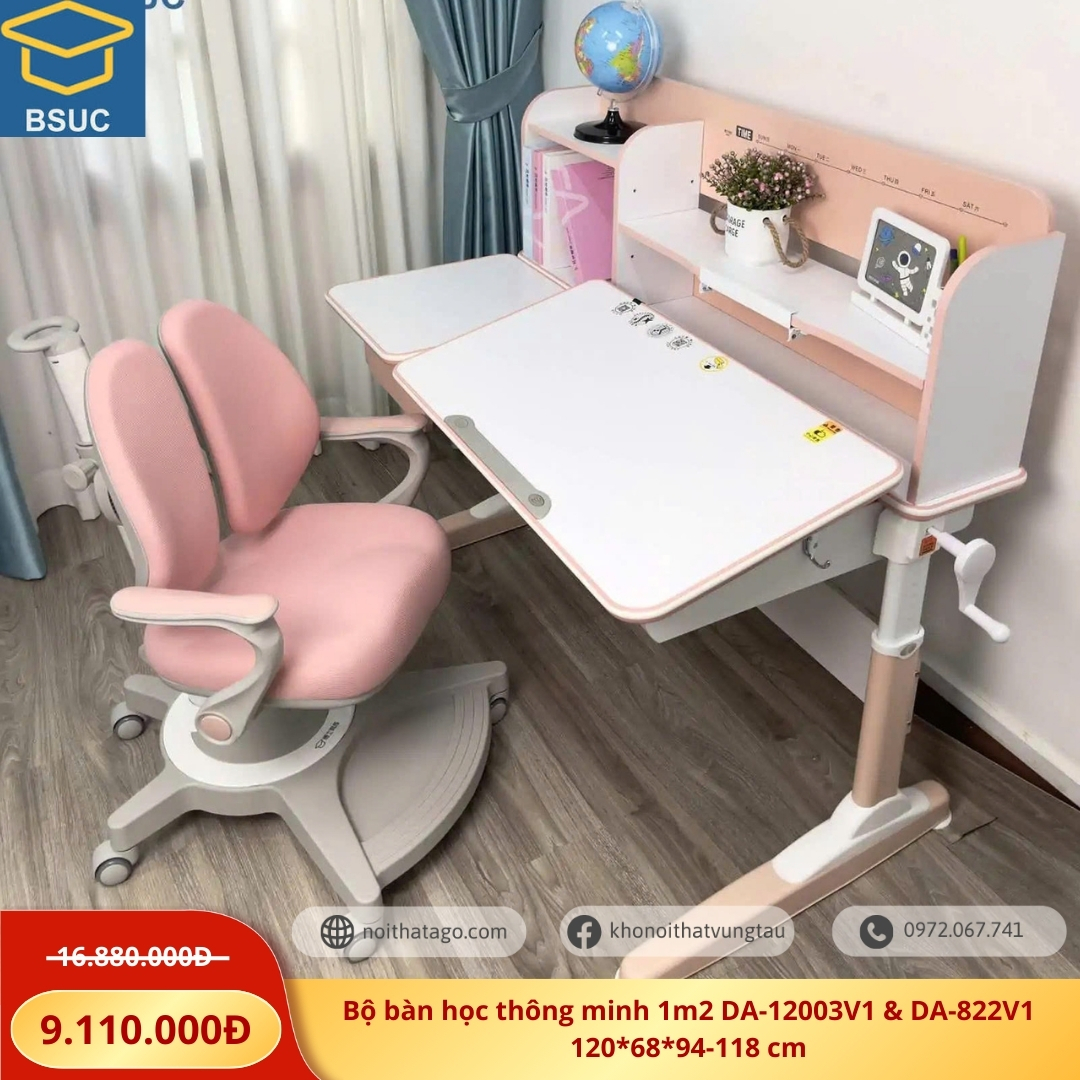 Bàn học trẻ em rộng 1m2 DA-12003V1 ghế DA-822V1