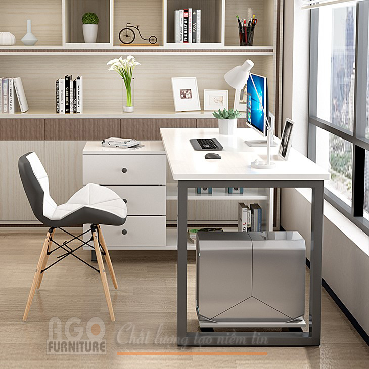 Bàn làm việc tích hợp kệ xoay hiện đại | BLV-05