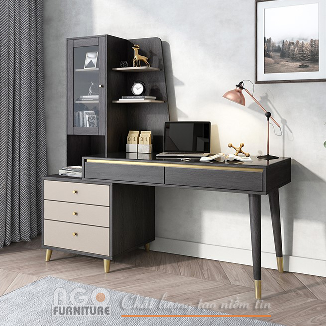 Bàn làm việc tích hợp tủ sách | AGO-BV01