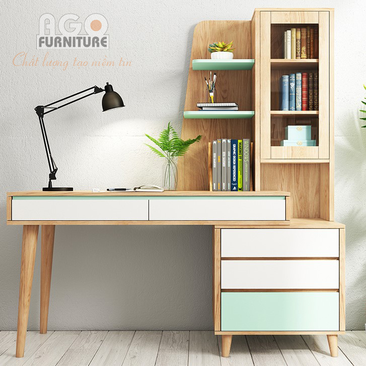 Bàn làm việc tích hợp tủ sách | AGO-BV01