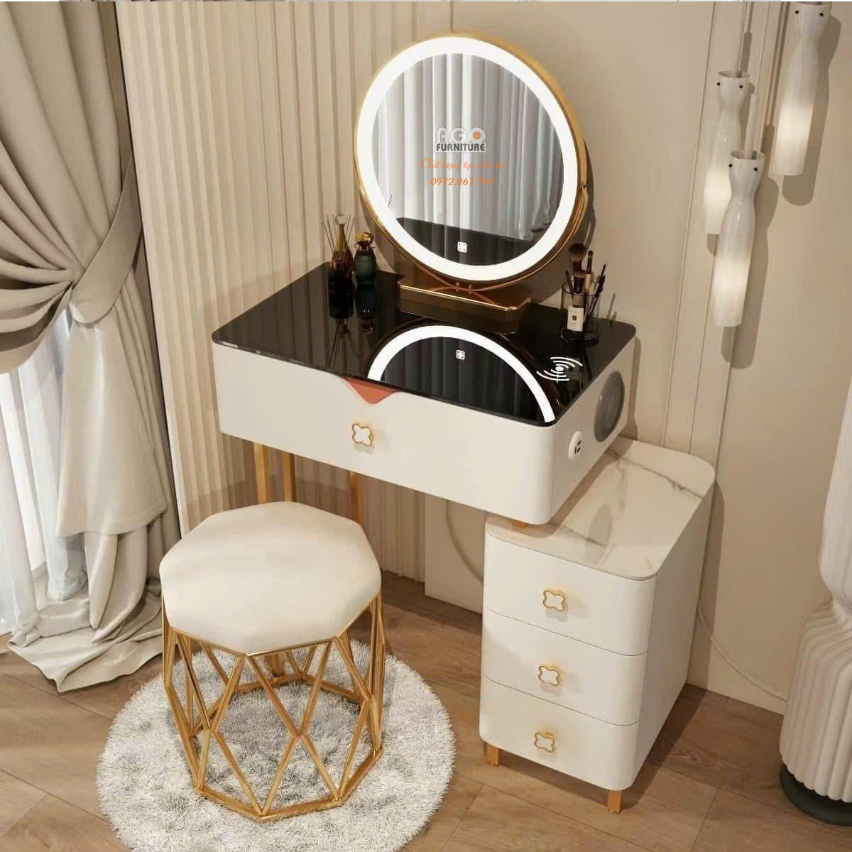 Bàn phấn mini thông minh kiểu dáng Bắc Âu size 70 | ABP26