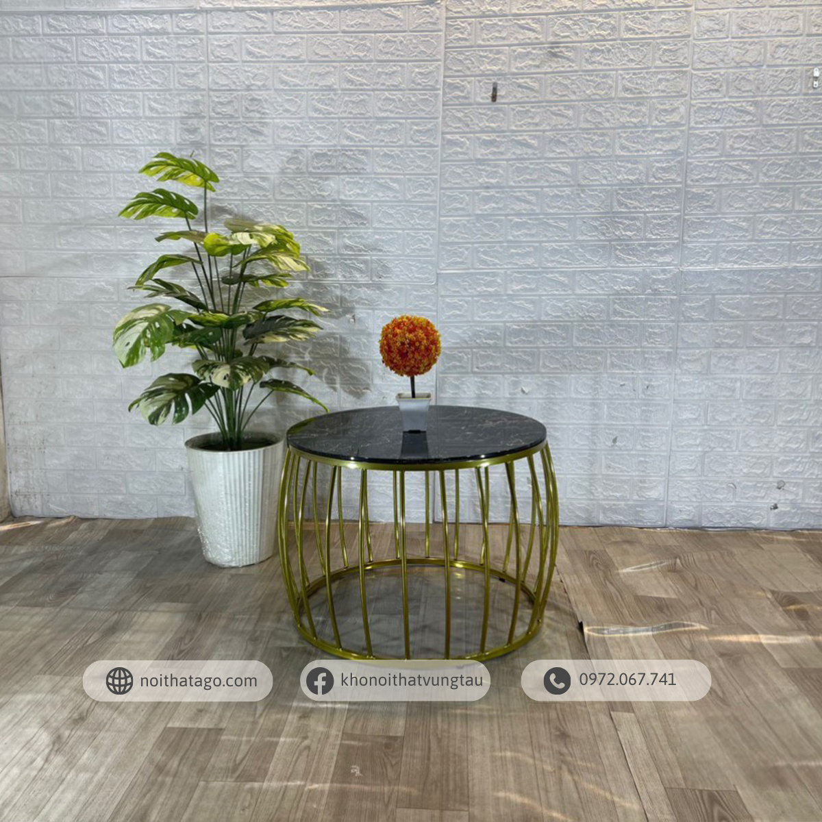 Bàn Trà Chân Mạ PVD Cao Cấp | THG-2503