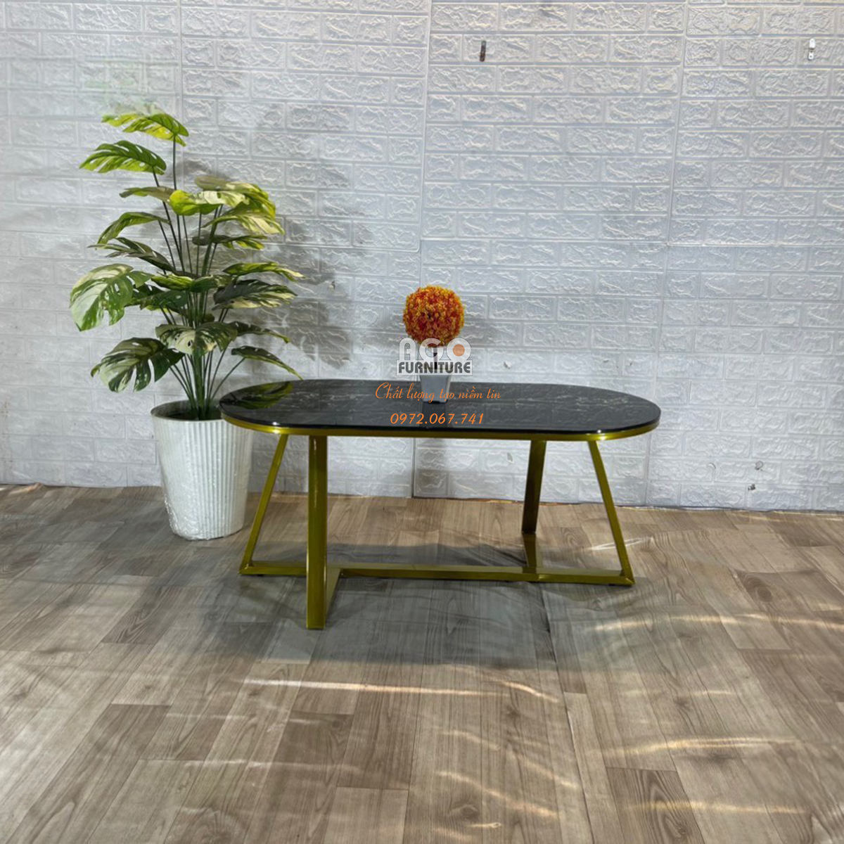 Bàn trà sofa Sotana oval PVD