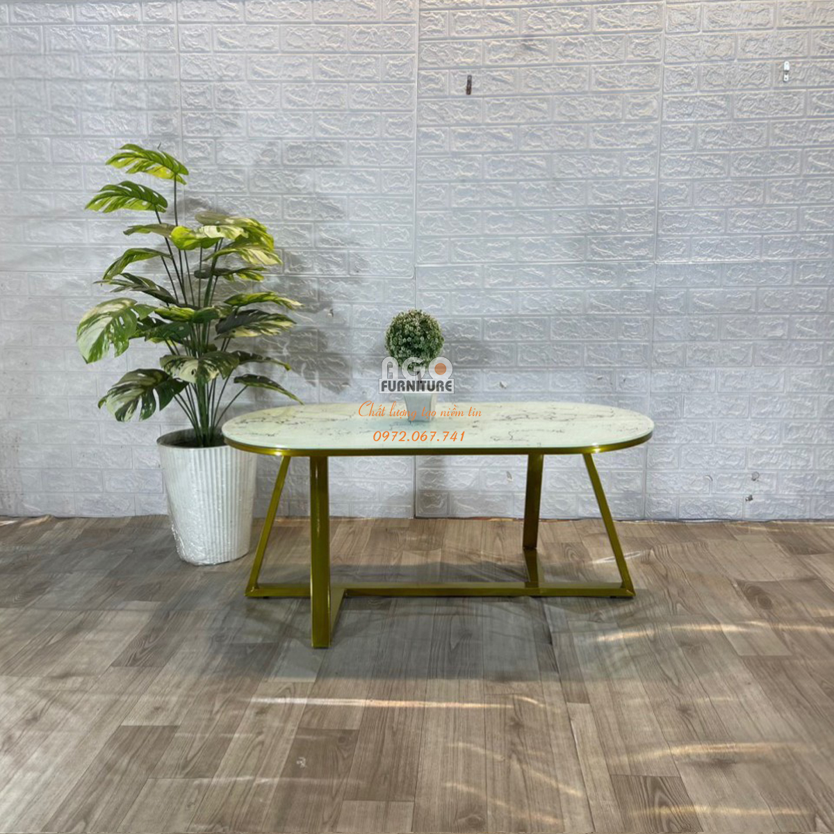 Bàn trà sofa Sotana oval PVD