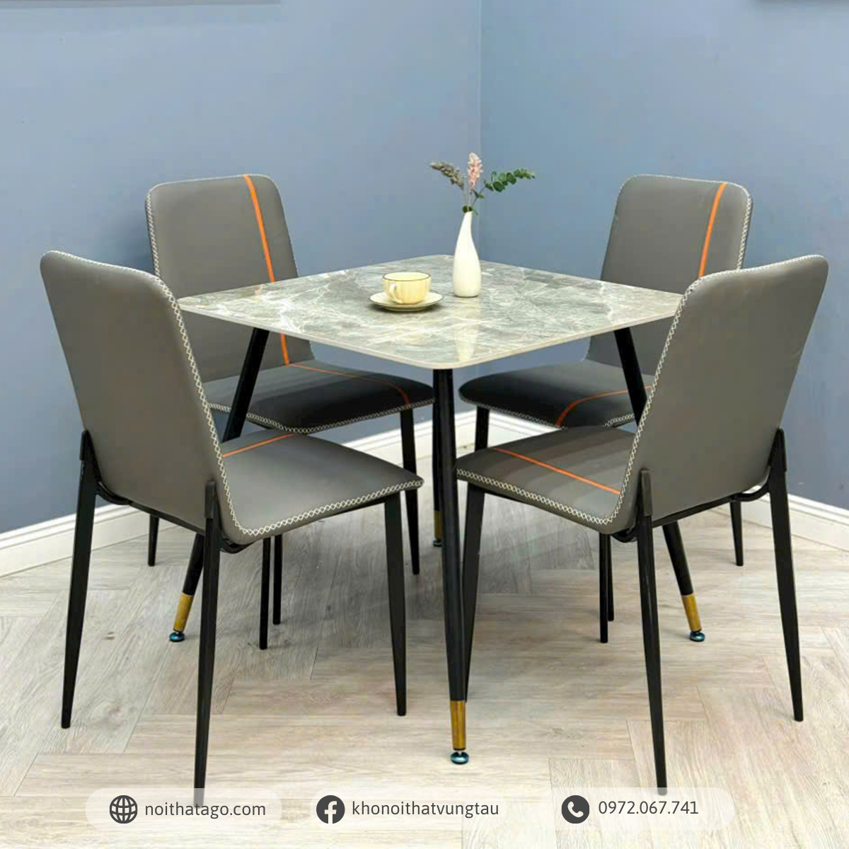 Bộ bàn ăn 4 ghế nhỏ gọn dành cho không gian nhỏ | CKA-415