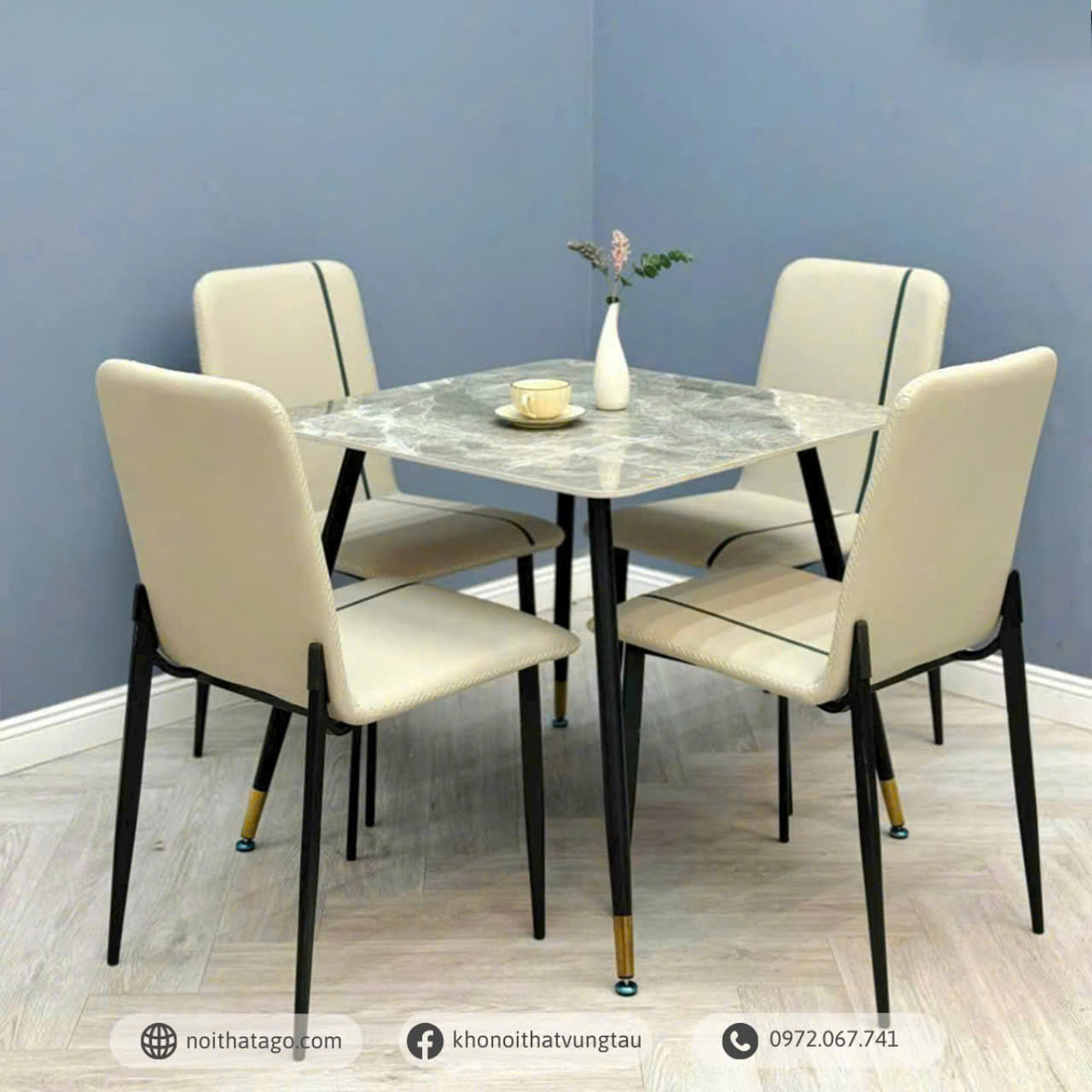 Bộ bàn ăn 4 ghế nhỏ gọn dành cho không gian nhỏ | CKA-415