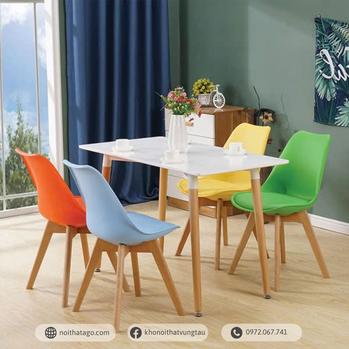 Bộ Bàn Ăn 4 Ghế Eames Nhập Khẩu | CF-401