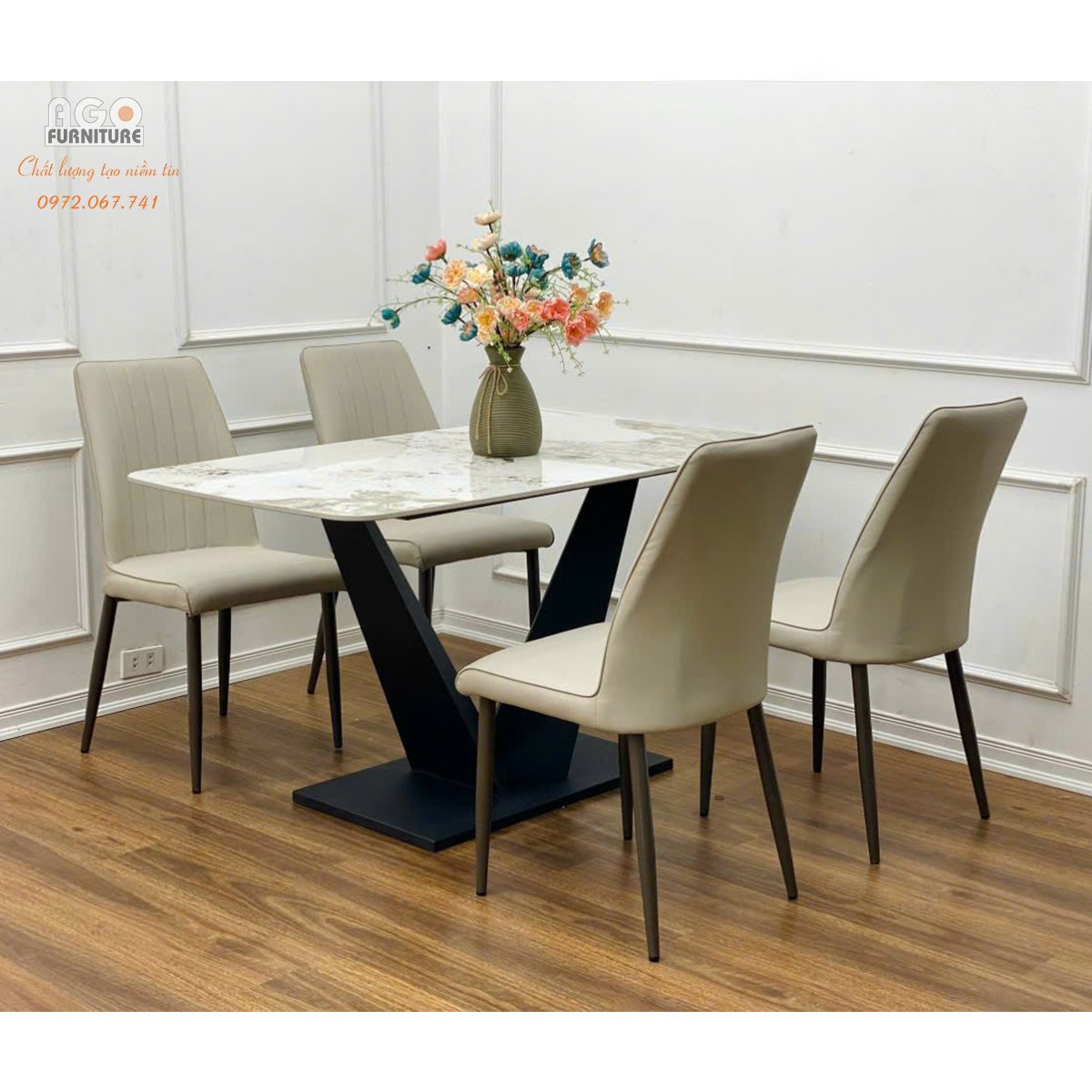 Bộ bàn ăn 4 ghế hiện đại sang trọng | CKA-445