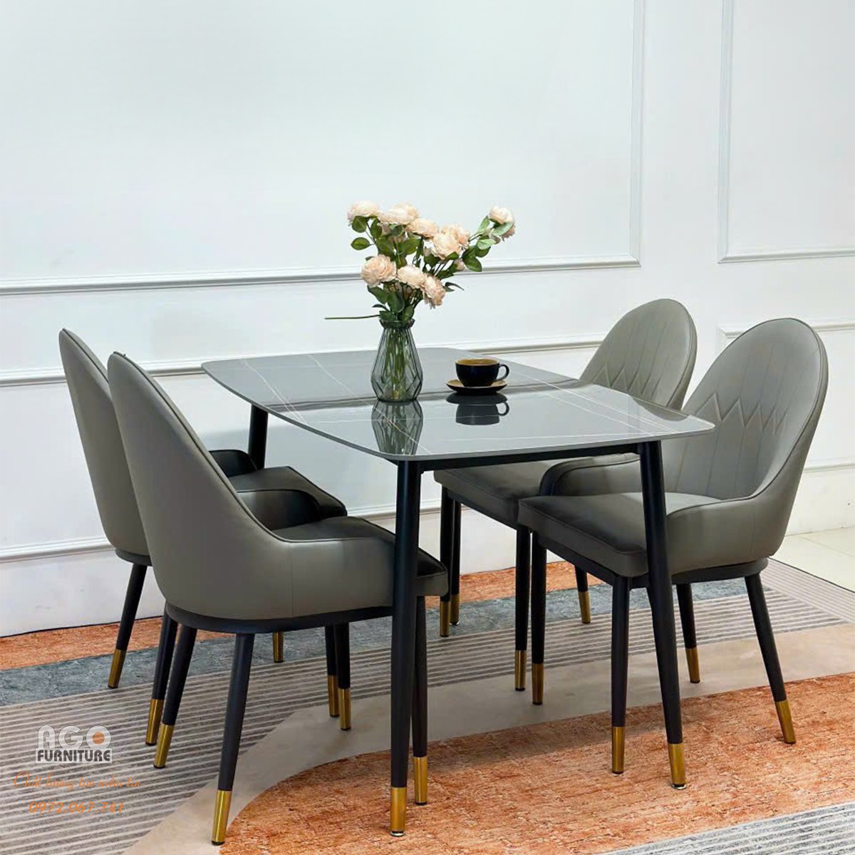 Bộ bàn ăn 4 ghế nhập khẩu hiện đại | CKA-436