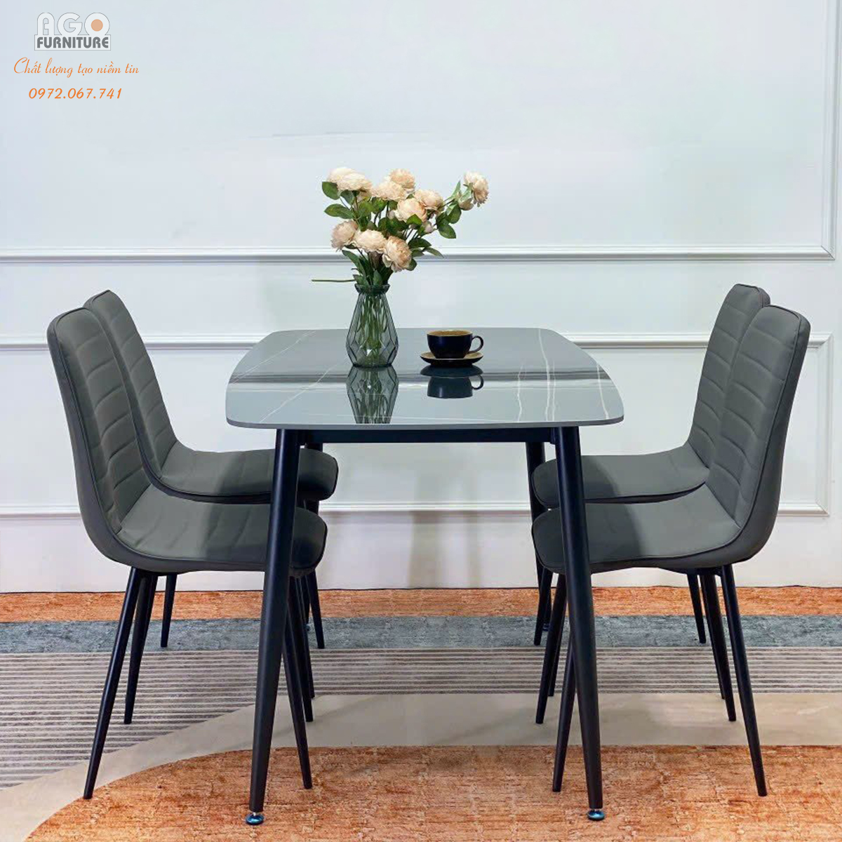 Bộ bàn ăn 4 ghế nhập khẩu hiện đại | CKA-438