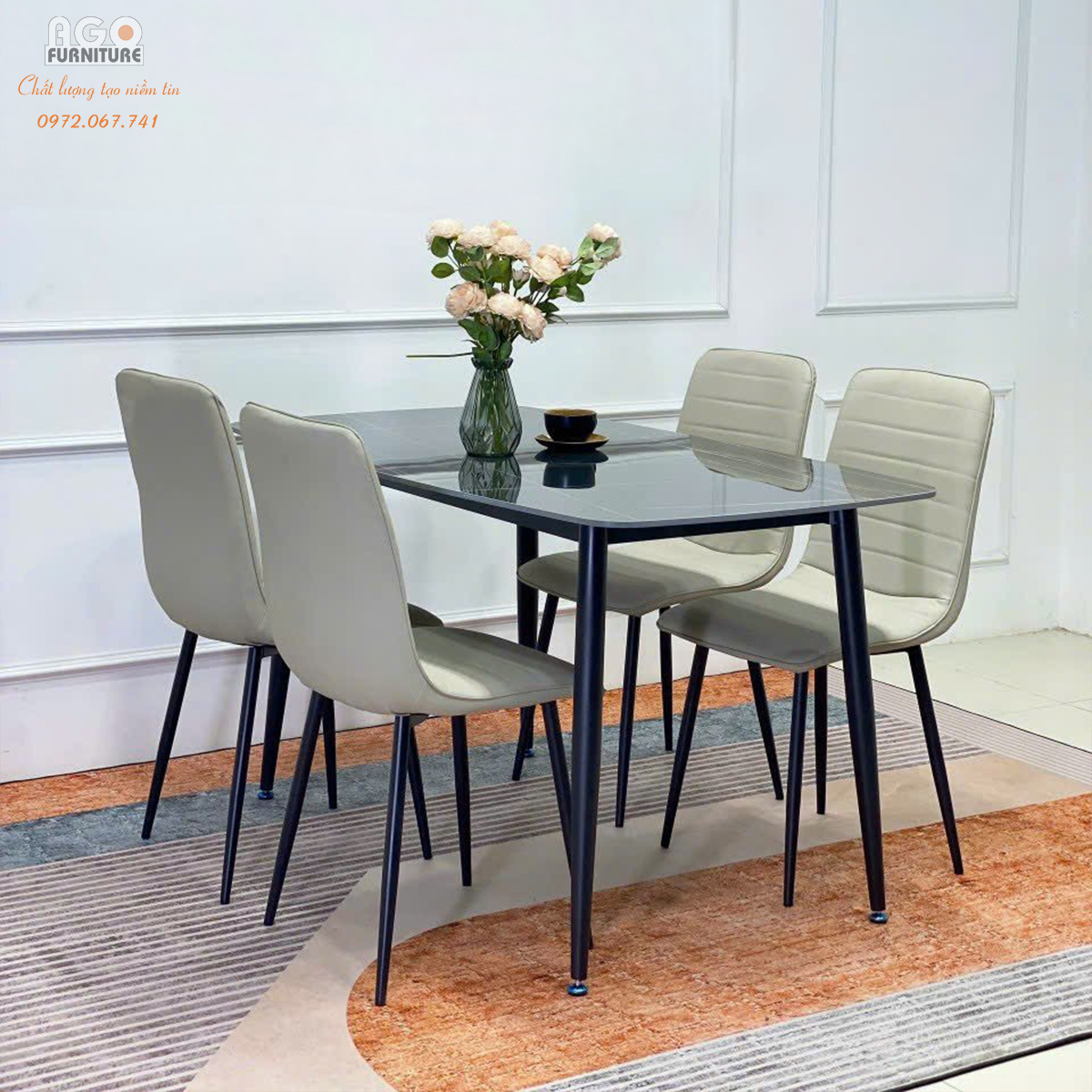 Bộ bàn ăn 4 ghế nhập khẩu hiện đại | CKA-438