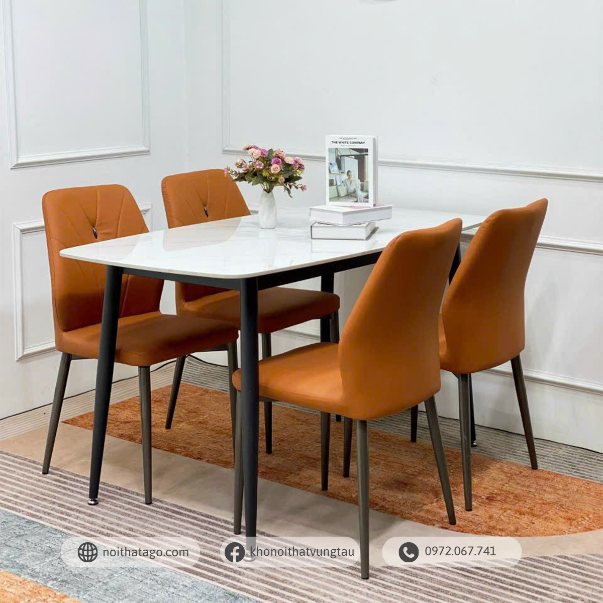 Bộ bàn ăn 4 ghế Levi nhập khẩu