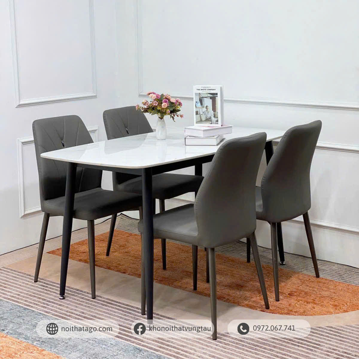 Bộ bàn ăn 4 ghế Levi nhập khẩu