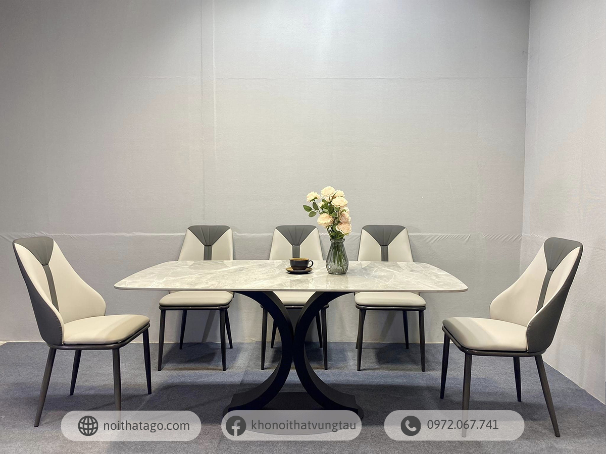 Bộ bàn ăn mặt đá kết hợp 6 ghế nhập khẩu cao cấp | CKA-611