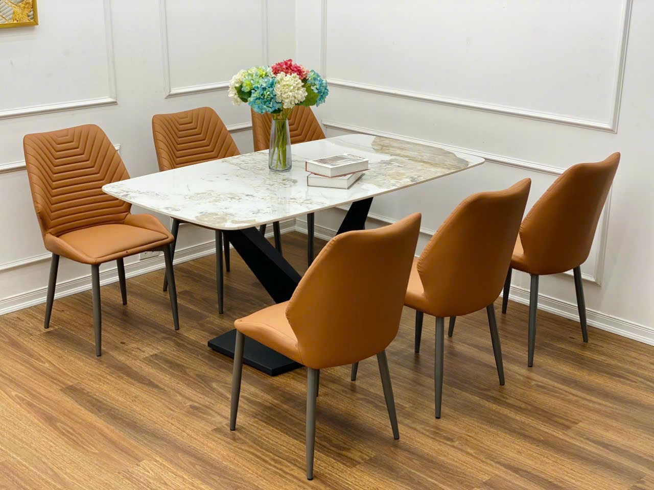 Bộ bàn ăn mặt đá kết hợp 6 ghế nhập khẩu cao cấp | CKA-622