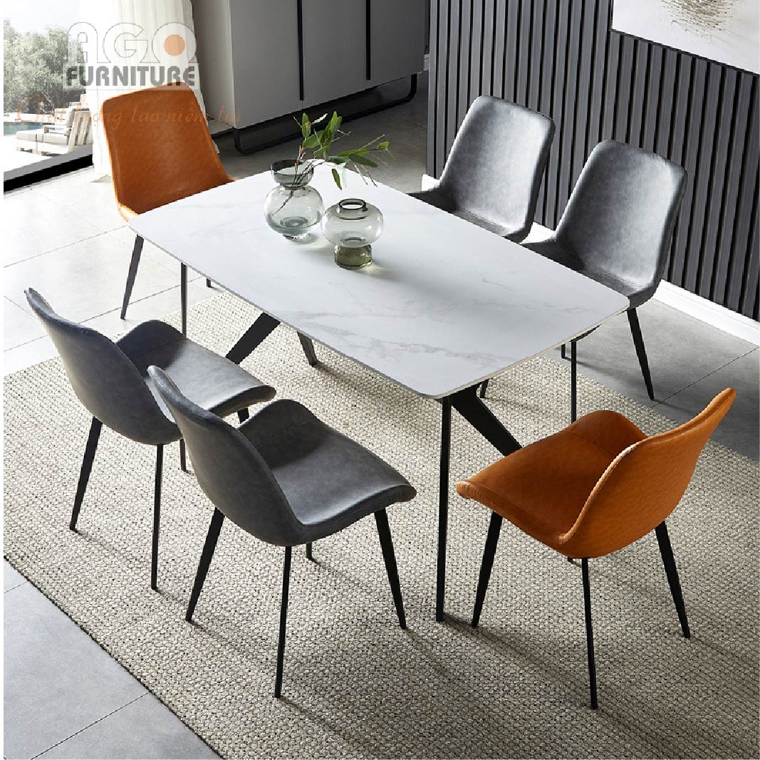 Bộ bàn ăn mặt đá cao cấp kết hợp 6 ghế nhập khẩu | CKA-632
