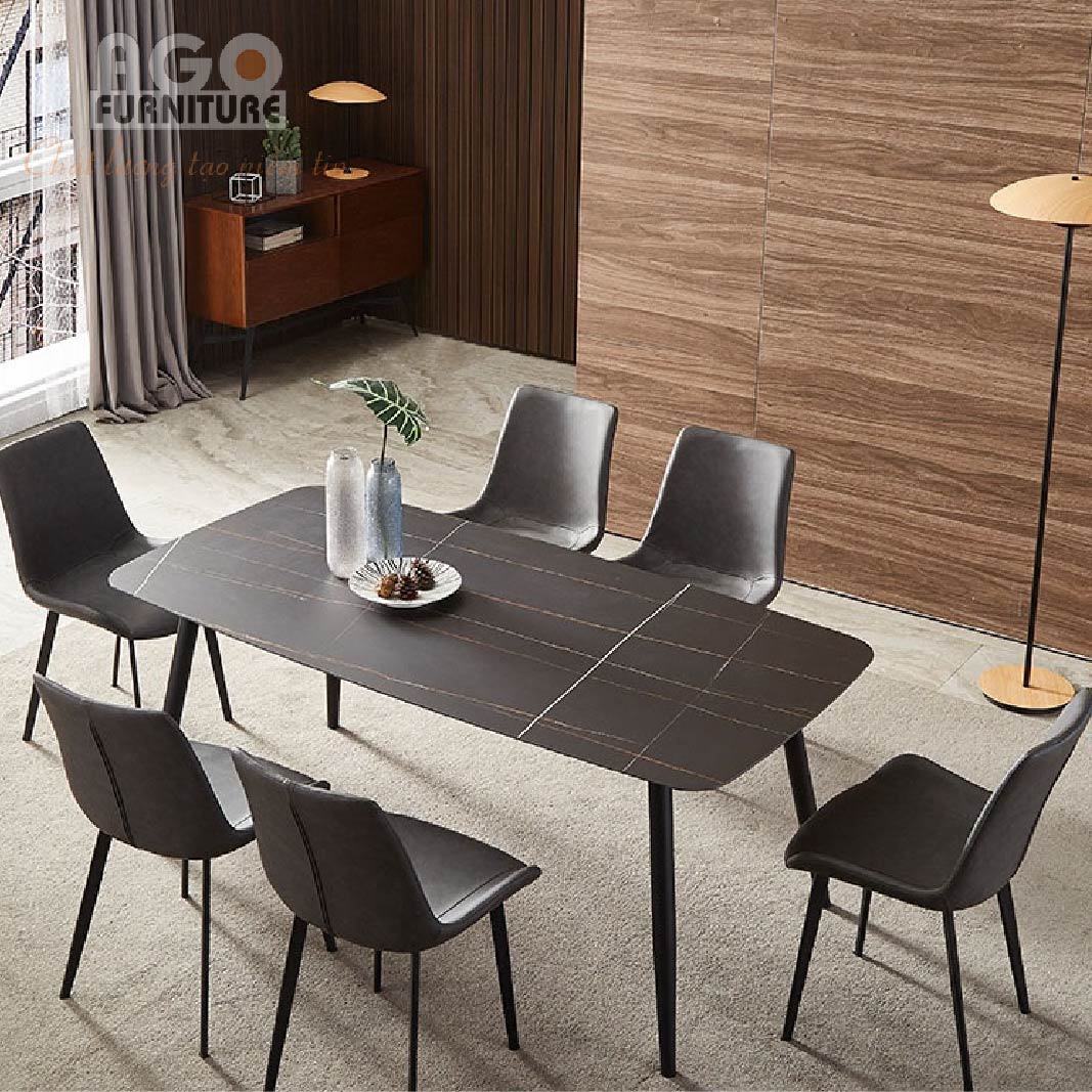 Bộ bàn ăn mặt đá kết hợp 6 ghế Nelson nhập khẩu | CKA-618
