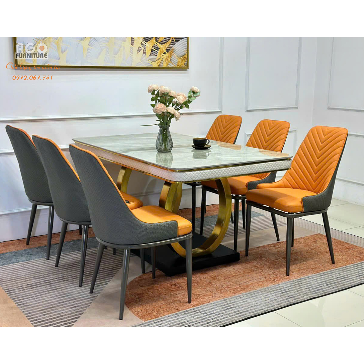 Bộ bàn ăn nhập khẩu hiện đại 6 ghế | CKA-636