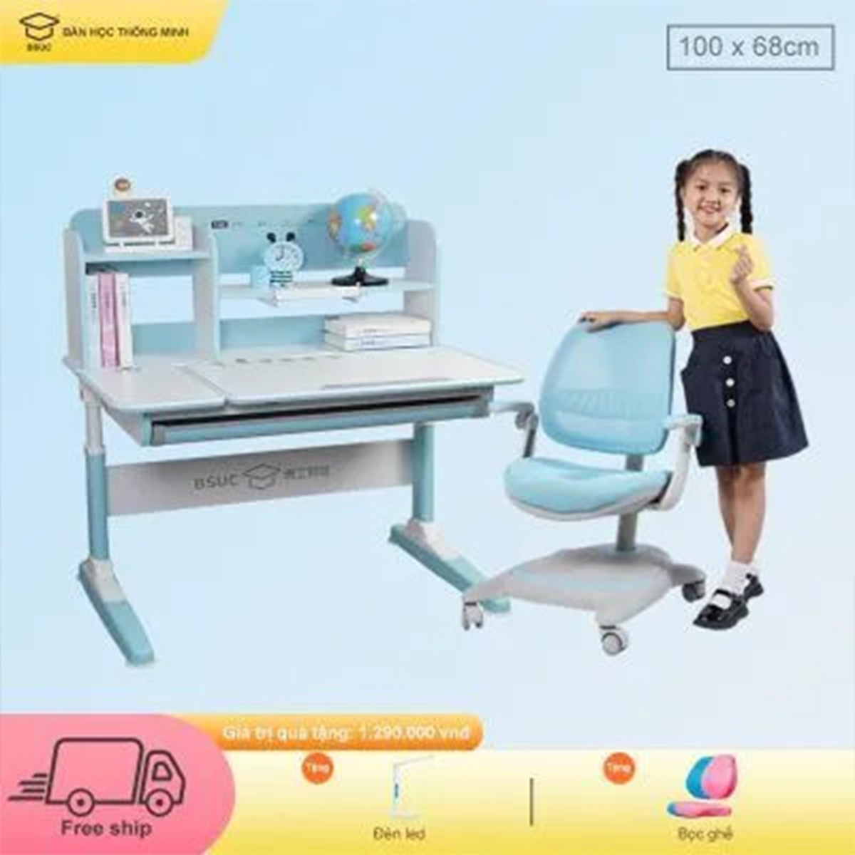 Bộ bàn học chống gù nâng hạ chiều cao mã DRZ-10003 & DSY-1002