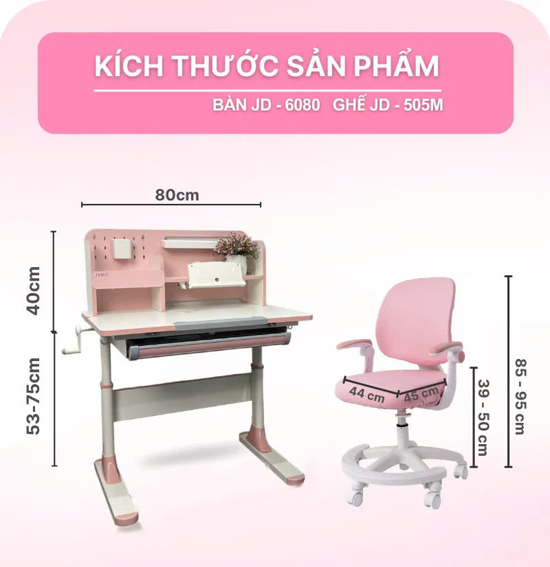 Bộ bàn học thông minh JD-6080 và ghế JD-505M
